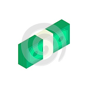 Isometric dollar bundle of cash icon