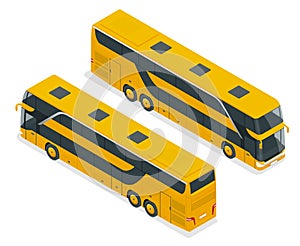 Isometric Double Decker Bus or intercity. Urban transport. For infographics and design games.