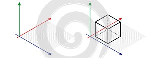 Isometric drawing a thirty degreesangle is applied to its sides. The cube opposite. Isometric Grid vector