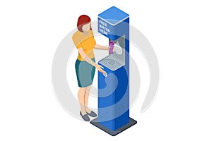 Isometric drinking water filling station, Refill, and Reusable bottle. Eco-friendly. Free public water bottle refill