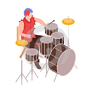 Isometric Drummer Illustration