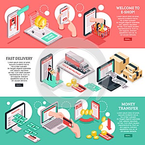 Isometric E-commerce Banners Set
