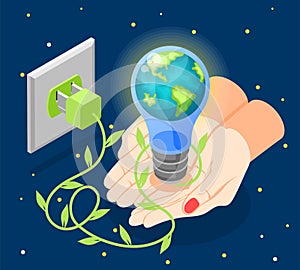 Isometric Earth Hour Composition