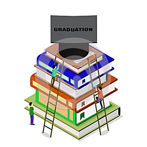 Isometric education graduation back to school 3d concept