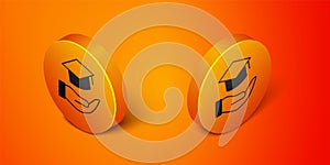 Isometric Education grant icon isolated on orange background. Tuition fee, financial education, budget fund, scholarship