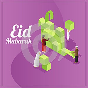 Isometric Eid al Fitr Greetings card