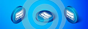 Isometric Electrical measuring instrument icon isolated on blue background. Analog devices. Measuring device laboratory