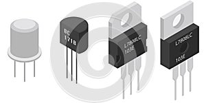 Isometric Electronic components Transistors