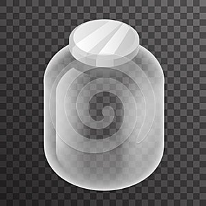 Isometric Empty Glass Pot Jar Sign Transparent Background Mockup Icon 3d Realistic Design Vector Illustration