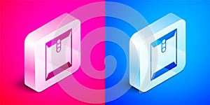 Isometric Envelope icon isolated on pink and blue background. Received message concept. New, email incoming message, sms