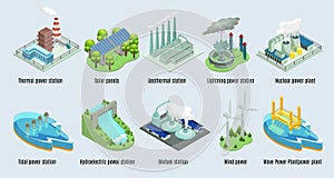 Isometric Environmental Eco Plants Set