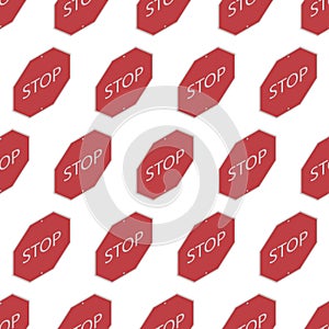 Isometric eps 10 vector road red stop signs seamless pattern
