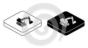 Isometric Excavator Icon Set