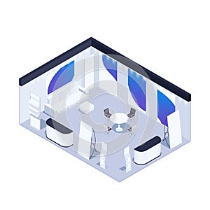 Isometric exhibition pavilion.