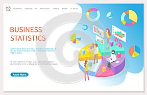 Isometric expert team for business statistic, data analysis, management and marketing department
