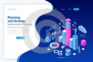 Isometric Expert team for Data Analysis, Business Statistic, Management, Consulting, Marketing. Landing page template