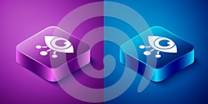 Isometric Eye scan icon isolated on blue and purple background. Scanning eye. Security check symbol. Cyber eye sign