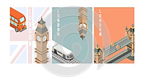 isometric famous place in london tower bridge, vector illustration