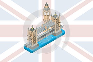 isometric famous place in london tower bridge, vector illustration