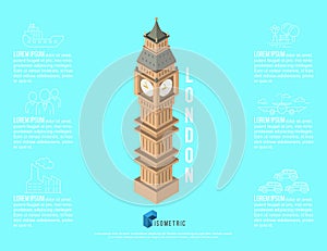 isometric famous place in london tower bridge, vector illustration