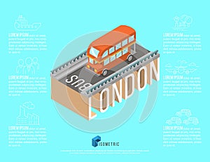 isometric famous place in london tower bridge, vector illustration