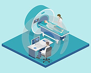 Isometric flat 3D concept hospital medical mri web illustration.