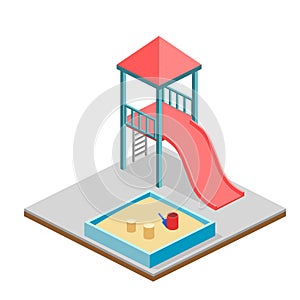 Isometric flat 3D concept web kids playground set.