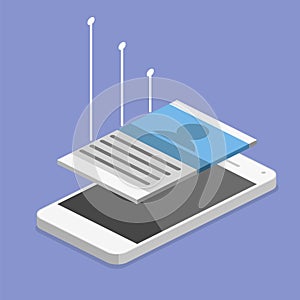 Isometric flat 3D isolated mobile app development