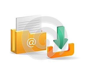 Isometric flat 3d illustration concept download data folder