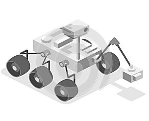 Isometric flat 3D isolated vector Rover standing on Mars