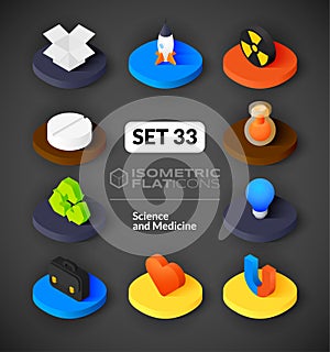 Isometric flat icons set 33