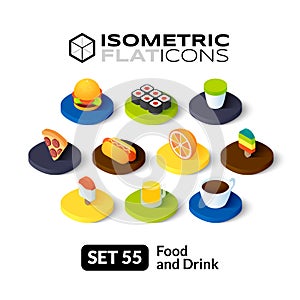 Isometric flat icons set 55