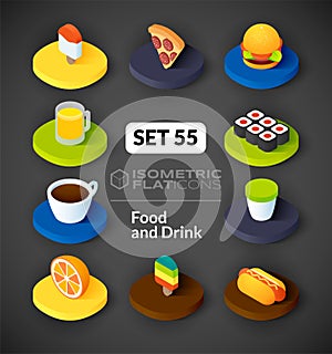 Isometric flat icons set 55