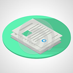 Isometric flat illustration of documents paper