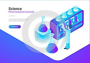 Isometric Flat Science Laboratory vector. Scientis