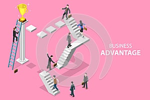 Isometric flat vector concept of business advantage, leadership.