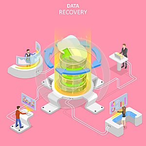Isometric flat vector concept of data recovery services.