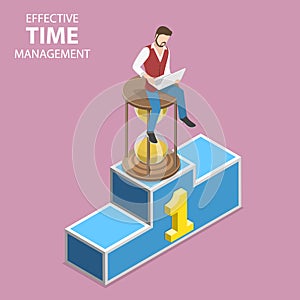 Isometric flat vector concept of effective time management, planning.