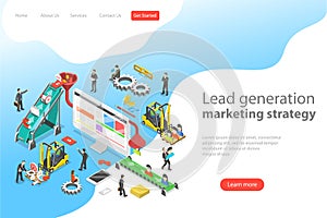 Isometric flat vector concept of lead generation strategy.