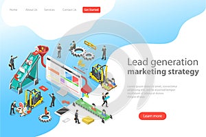 Isometric flat vector concept of lead generation strategy. photo