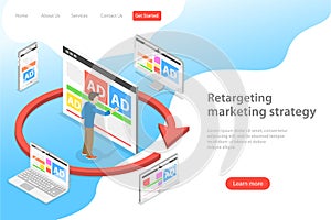 Isometric flat vector concept of retargeting marketing stragety. photo