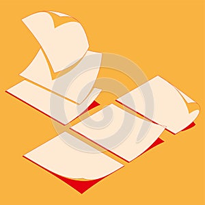 Isometric flat vector illustration of blank sheets A4