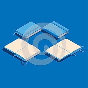 Isometric flat vector illustration of copybook notepad.