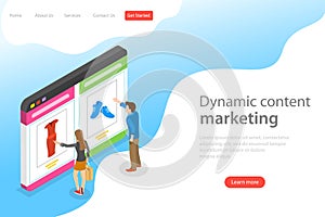 Isometric flat vector landing page template of behavioral digital marketing.