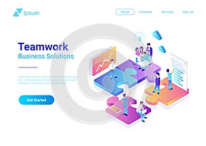 Isometric Flat vector Management Teamwork People P