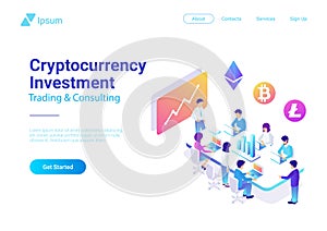 Isometric Flat Vector Team Cryptocurrency Investme