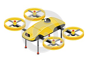 Isometric flying drone. Vector