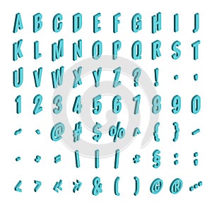 Isometric font alphabet isolated on the background. Isometric abc. Letters, numbers and symbols. Three-Dimensional stock