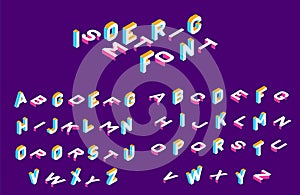 Isometric font . olored isometric 3d letters , Three-dimensional alphabet. Low poly 3d characters. Vector illustration