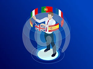 Isometric foreign language online dictionaries, multilingual audio guide, web translation, online translation agency photo
